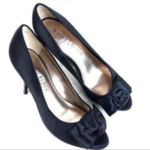 White House Black Market Bow Peeptoe Satin Pumps